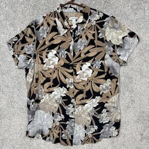 Croft & Barrow Shirt XL Floral Hawaiian Tropical Noir Retro 90s Grunge Coastal